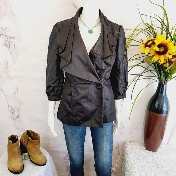 Willi Smith black satin look blazer jacket - Picture 3 of 7